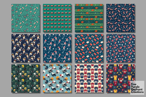 American Football | Game Day Digital Pattern Fine Purple Elephant Creations 