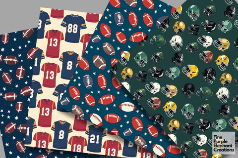 American Football | Game Day Digital Pattern Fine Purple Elephant Creations 
