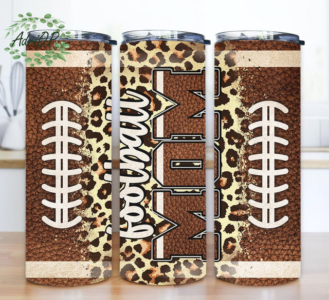 American Football Glitter Mom 20oz Skinny Tumbler Png, Mom Life, Leopard American Football Tumbler, Sport Png, Game Day Png, Western Tumbler Png, Leopard Tumbler Png Sublimation AdriOP 