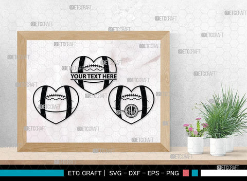 American Football Monogram, American Football Silhouette, American Football SVG Cut Files, Football Silhouette, Heart Shape Ball Svg, Sports Svg, Football Svg, SB00100 SVG ETC Craft 