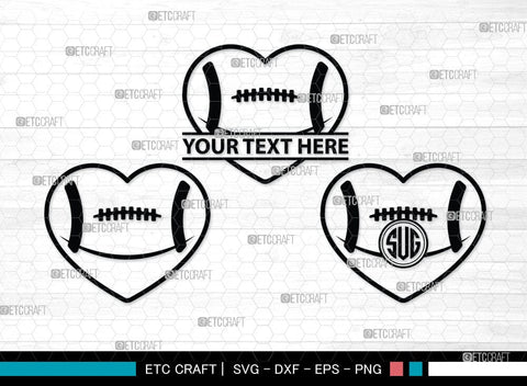 American Football Monogram, American Football Silhouette, American Football SVG Cut Files, Football Silhouette, Heart Shape Ball Svg, Sports Svg, Football Svg, SB00100 SVG ETC Craft 