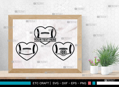 American Football Monogram, American Football Silhouette, American Football SVG Cut Files, Football Silhouette, Heart Shape Ball Svg, Sports Svg, Football Svg, SB00100 SVG ETC Craft 