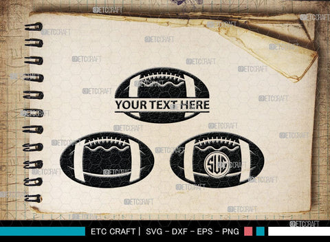 American Football Monogram, American Football Silhouette, American Football SVG Cut Files, Football Silhouette, Heart Shape Ball Svg, Sports Svg, Football Svg, SB00100 SVG ETC Craft 