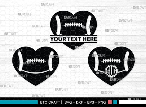 American Football Monogram, American Football Silhouette, American Football SVG Cut Files, Football Silhouette, Heart Shape Ball Svg, Sports Svg, Football Svg, SB00100 SVG ETC Craft 