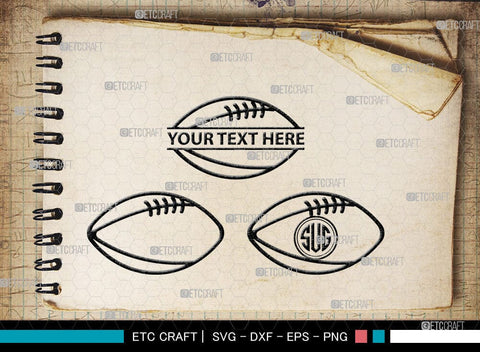 American Football Monogram, American Football Silhouette, American Football SVG Cut Files, Football Silhouette, Heart Shape Ball Svg, Sports Svg, Football Svg, SB00100 SVG ETC Craft 