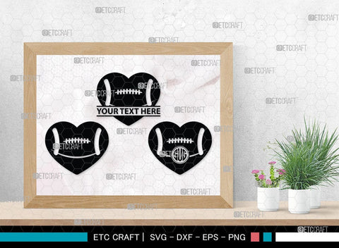 American Football Monogram, American Football Silhouette, American Football SVG Cut Files, Football Silhouette, Heart Shape Ball Svg, Sports Svg, Football Svg, SB00100 SVG ETC Craft 