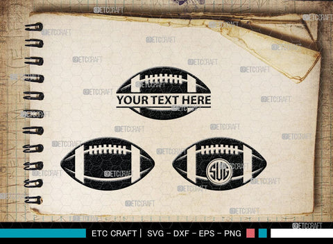 American Football Monogram, American Football Silhouette, American Football SVG Cut Files, Football Silhouette, Heart Shape Ball Svg, Sports Svg, Football Svg, SB00100 SVG ETC Craft 