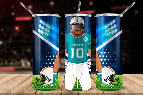 American Football Player Aqua & White 20 oz Skinny Tumbler Wrap Sublimation Design Sublimation Sublimatiz Designs 