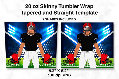American Football Player Black & Red 20 oz Skinny Tumbler Wrap Sublimation Design Sublimation Sublimatiz Designs 