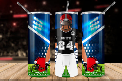 American Football Player Black & Red 20 oz Skinny Tumbler Wrap Sublimation Design Sublimation Sublimatiz Designs 