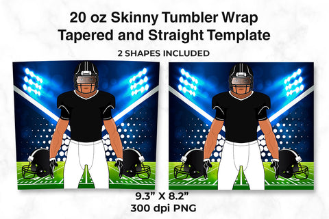 American Football Player Black & White 20 oz Skinny Tumbler Wrap Sublimation Design Sublimation Sublimatiz Designs 