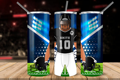 American Football Player Black & White 20 oz Skinny Tumbler Wrap Sublimation Design Sublimation Sublimatiz Designs 