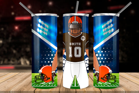 American Football Player Brown & Orange 20 oz Skinny Tumbler Wrap Sublimation Design Sublimation Sublimatiz Designs 