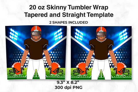 American Football Player Brown & Orange 20 oz Skinny Tumbler Wrap Sublimation Design Sublimation Sublimatiz Designs 