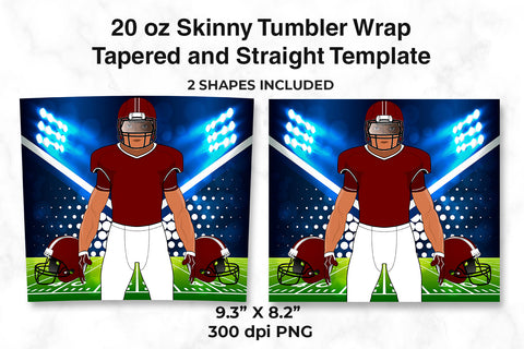 American Football Player Maroon 20 oz Skinny Tumbler Wrap Sublimation Design Sublimation Sublimatiz Designs 