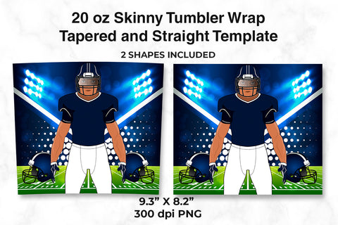 American Football Player Navy Blue 20 oz Skinny Tumbler Wrap Sublimation Design Sublimation Sublimatiz Designs 