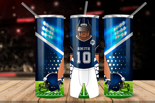 American Football Player Navy Blue 20 oz Skinny Tumbler Wrap Sublimation Design Sublimation Sublimatiz Designs 