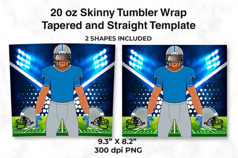 American Football Player Peacock Blue & Grey 20 oz Skinny Tumbler Wrap Sublimation Design Sublimation Sublimatiz Designs 