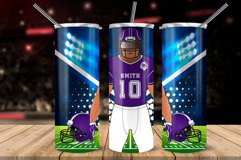 American Football Player Purple 20 oz Skinny Tumbler Wrap Sublimation Design Sublimation Sublimatiz Designs 