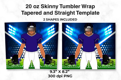 American Football Player Purple & White 20 oz Skinny Tumbler Wrap Sublimation Design Sublimation Sublimatiz Designs 