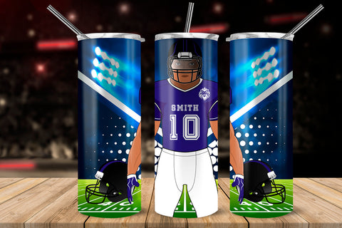 American Football Player Purple & White 20 oz Skinny Tumbler Wrap Sublimation Design Sublimation Sublimatiz Designs 