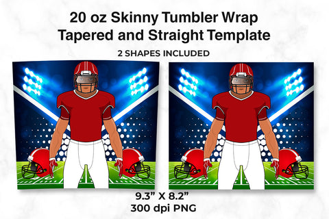 American Football Player Red Tumbler 20 oz Skinny Tumbler Wrap Sublimation Design Sublimation Sublimatiz Designs 