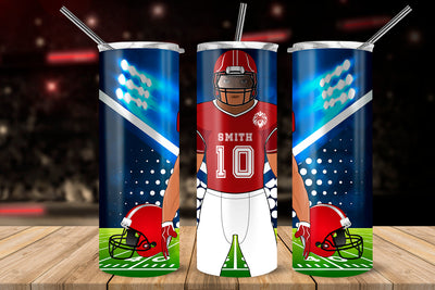 American Football Player Red Tumbler 20 oz Skinny Tumbler Wrap Sublimation Design Sublimation Sublimatiz Designs 