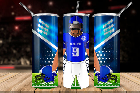 American Football Player Royal Blue 20 oz Skinny Tumbler Wrap Sublimation Design Sublimation Sublimatiz Designs 