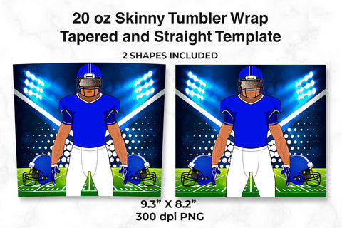 American Football Player Royal Blue 20 oz Skinny Tumbler Wrap Sublimation Design Sublimation Sublimatiz Designs 