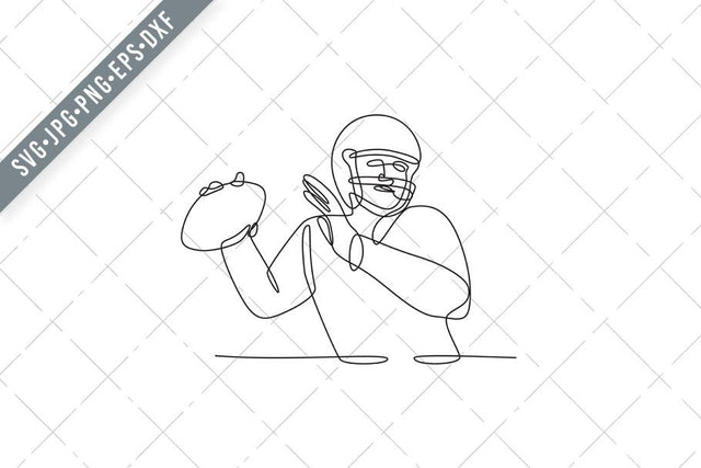 American Football Quarterback About to Throw Ball Continuous Line Drawing SVG Patrimonio Designs Limited 