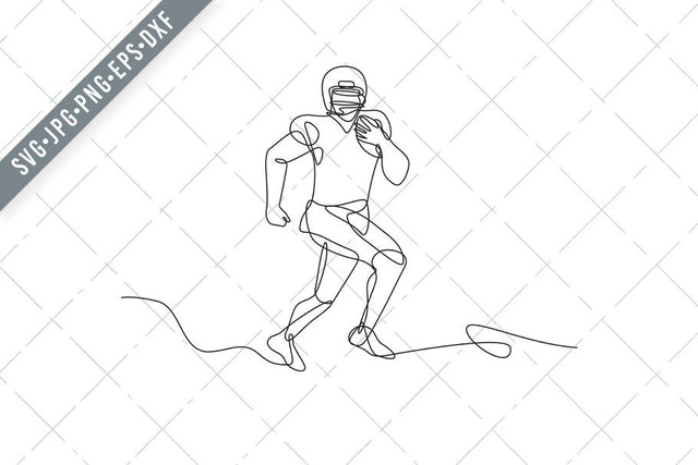 American Football Running Back Wide Receiver Quarterback or Tight End Running with Ball Continuous Line Drawing SVG Patrimonio Designs Limited 