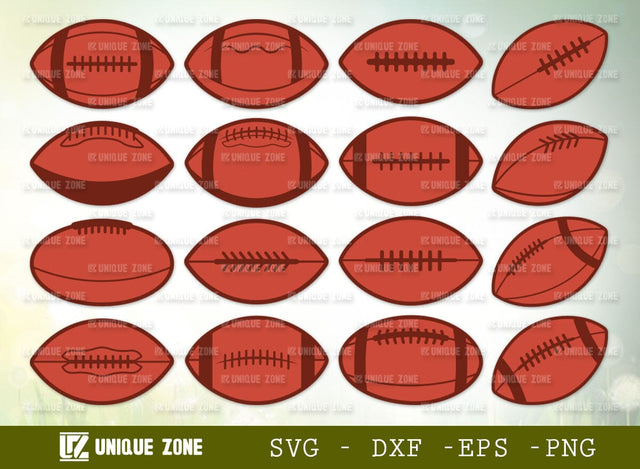 American Football SVG Bundle, Ball Silhouette, Sports Ball Svg, American Football Mom, Football Svg, SVG Unique Zone 