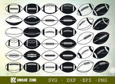 American Football SVG Bundle, Ball Silhouette, Sports Ball Svg, American Football Mom, Football Svg, SVG Unique Zone 