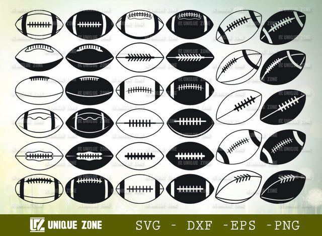 American Football SVG Bundle, Ball Silhouette, Sports Ball Svg, American Football Mom, Football Svg, SVG Unique Zone 
