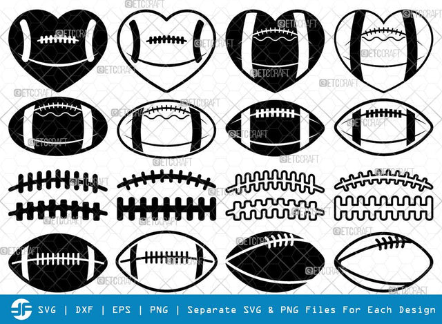 American Football SVG Cut Files | Football Silhouette | Sports Svg | Football Bundle SVG ETC Craft 