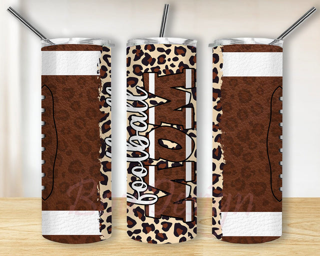 American Football Tumbler Design, Football Mom 20oz Tumbler Template, Football Leopard Tumbler Wrap, Sport Mom Design With Lid And Straw, Instant Download Sublimation BouDesign 