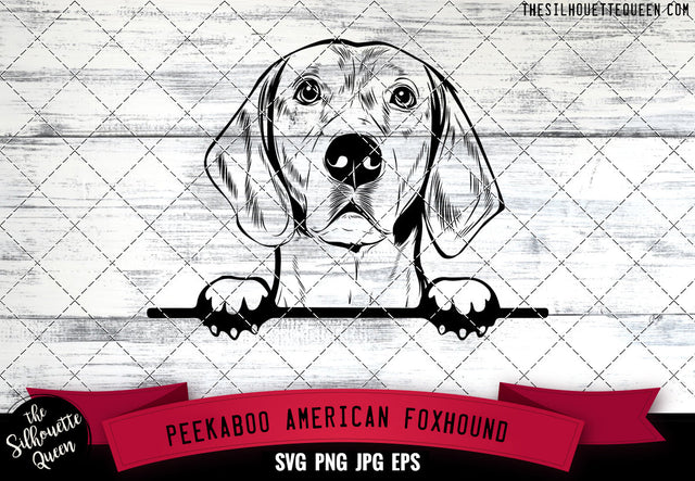 American Foxhound Peek A Boo | Peekaboo | Peeking Dog Face SVG for Glowforge, Cricut, Laser, Silhouette, Scan n cut files SVG Loveleen Kaur 