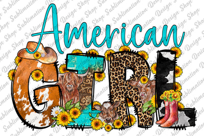 American Girl Png, Cowgirl Png, Country Girl Png, Sunflowers Png, Cow Png, Western Png, Sublimation Designs Download, Digital Download Sublimation SublimationDesignShop 