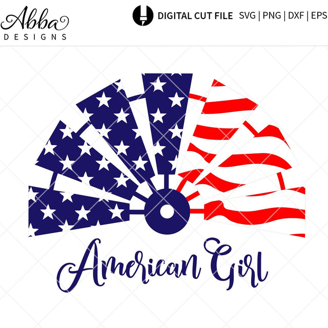 American Girl Windmill - Patriotic 4th of July SVG Abba Designs 