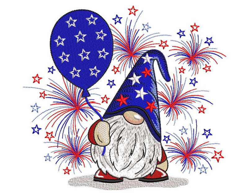 American Gnome Embroidery Design, 4th July Gnome Embroidery Design, Patriotic Independence Day Embroidery File, 3 sizes Embroidery/Applique DESIGNS Nino Nadaraia 