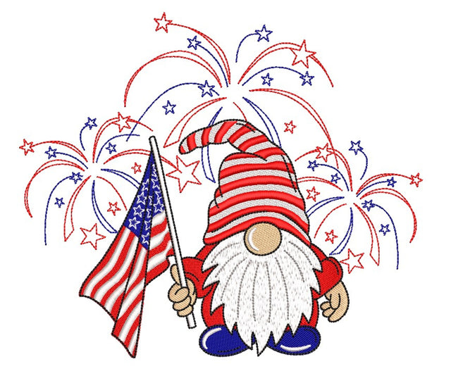 American Gnome Embroidery Design, 4th July Gnome Embroidery Design, Patriotic Independence Day Embroidery File, 3 sizes Embroidery/Applique DESIGNS Nino Nadaraia 
