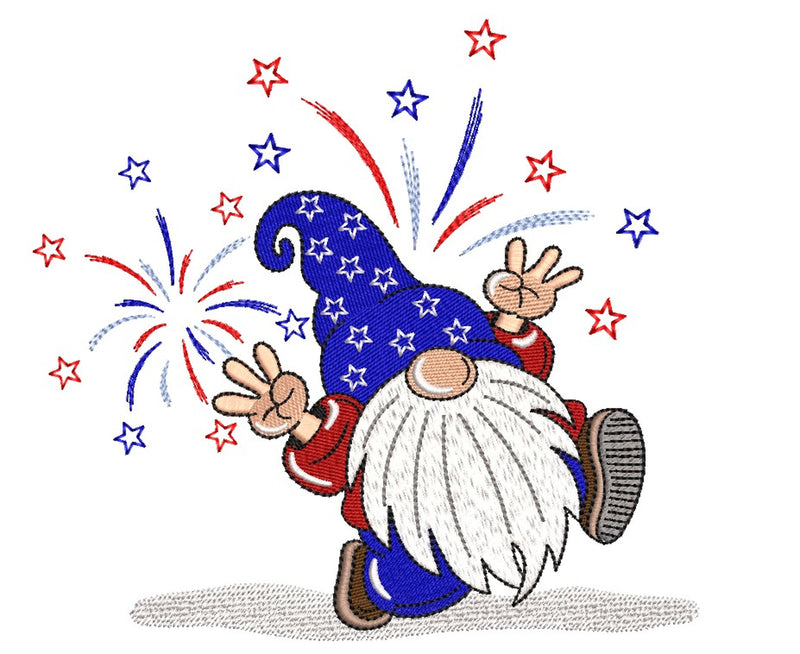 American Gnome Embroidery Design, 4th July Gnome Embroidery Design, Patriotic Independence Day Embroidery File, 3 sizes Embroidery/Applique DESIGNS Nino Nadaraia 