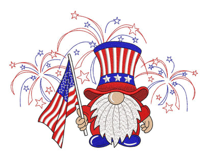 American Gnome Embroidery Design, 4th July Gnome Embroidery Design, Patriotic Independence Day Embroidery File, 3 sizes, Instant Download Embroidery/Applique DESIGNS Nino Nadaraia 