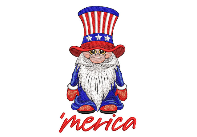 American Gnome Embroidery Design, 4th July Gnome Embroidery Design, Patriotic Independence Day Embroidery File, 3 sizes, Instant Download Embroidery/Applique DESIGNS Nino Nadaraia 