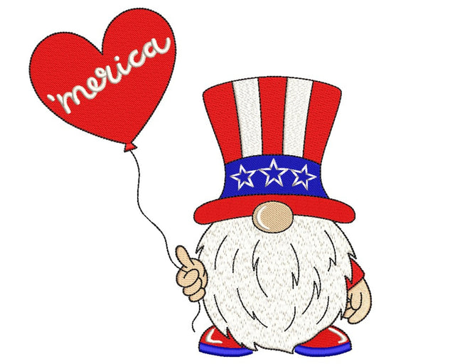 American Gnome Embroidery Design, 4th July Gnome Embroidery Design, Patriotic Independence Day Embroidery File, 3 sizes, Instant Download Embroidery/Applique DESIGNS Nino Nadaraia 