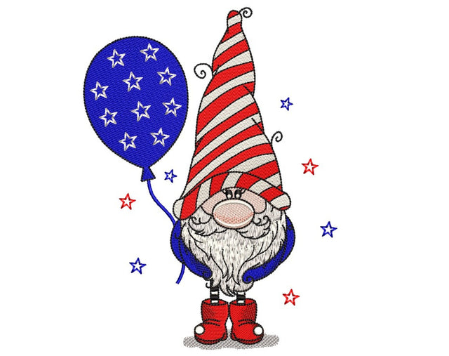 American Gnome Embroidery Design, 4th July Gnome Embroidery Design, Patriotic Independence Day Embroidery File, 3 sizes, Instant Download Embroidery/Applique DESIGNS Nino Nadaraia 