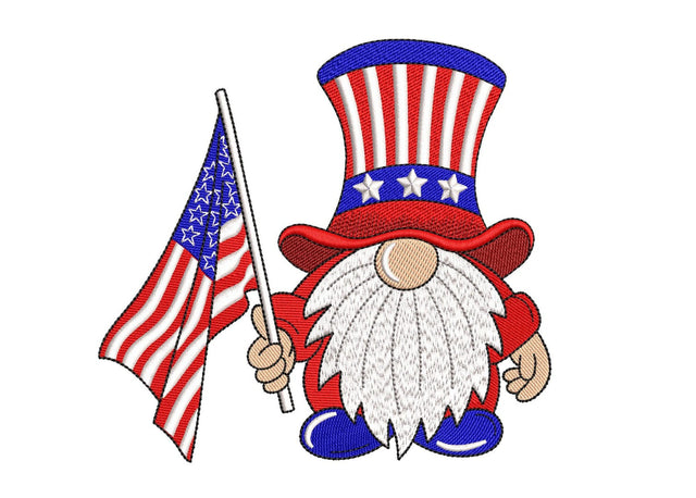 American Gnome Embroidery Design, 4th July Gnome Embroidery Design, Patriotic Independence Day Embroidery File, 3 sizes, Instant Download Embroidery/Applique DESIGNS Nino Nadaraia 