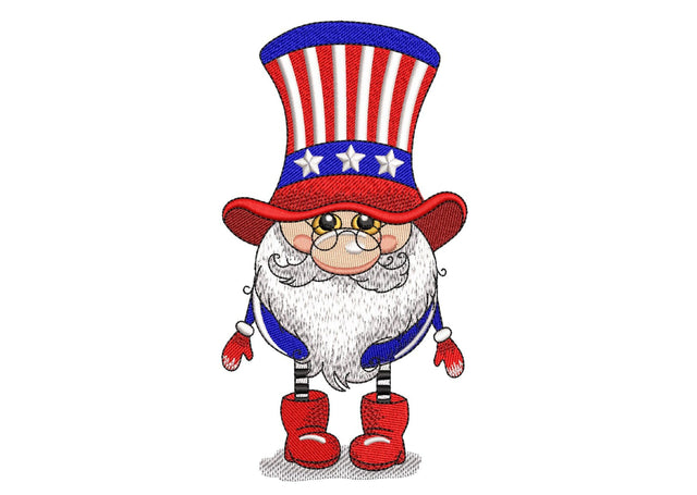 American Gnome Embroidery Design, 4th July Gnome Embroidery Design, Patriotic Independence Day Embroidery File, 3 sizes, Instant Download Embroidery/Applique DESIGNS Nino Nadaraia 