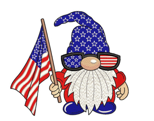 American Gnome Embroidery Design, 4th July Gnome Embroidery Design, Patriotic Independence Day Embroidery File, 4 sizes, Instant Download Embroidery/Applique DESIGNS Nino Nadaraia 