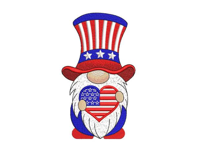 American Gnome Embroidery Design, 4th July Gnome Embroidery File, Patriotic Independence Day Embroidery Design, 3 sizes, Instant Download Embroidery/Applique DESIGNS Nino Nadaraia 
